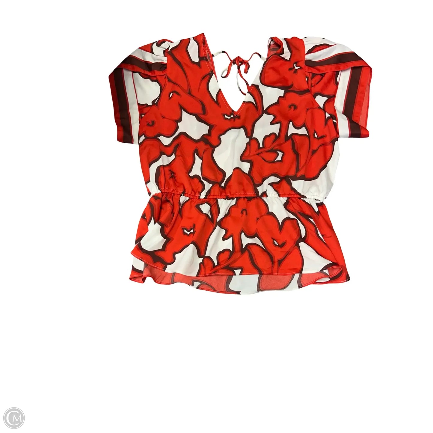 Top Short Sleeve By Nine West In Cream & Red, Size: L