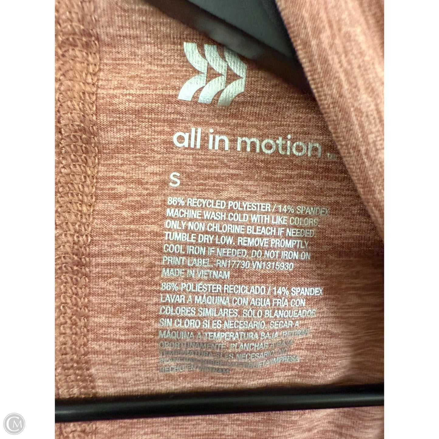 Athletic Top Long Sleeve Hoodie By All In Motion In Pink, Size: S