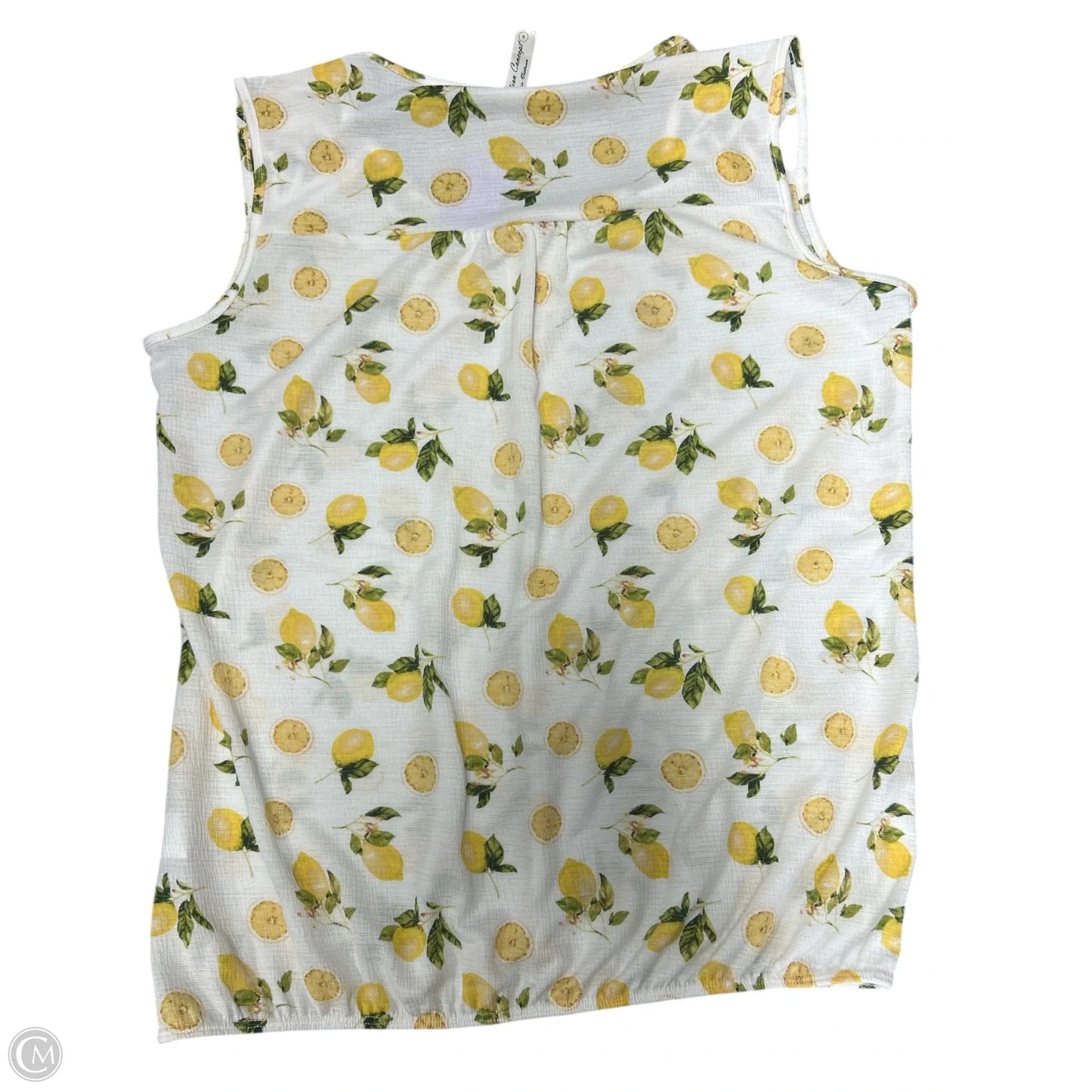 Top Sleeveless By Perseption Concept In White & Yellow, Size: S