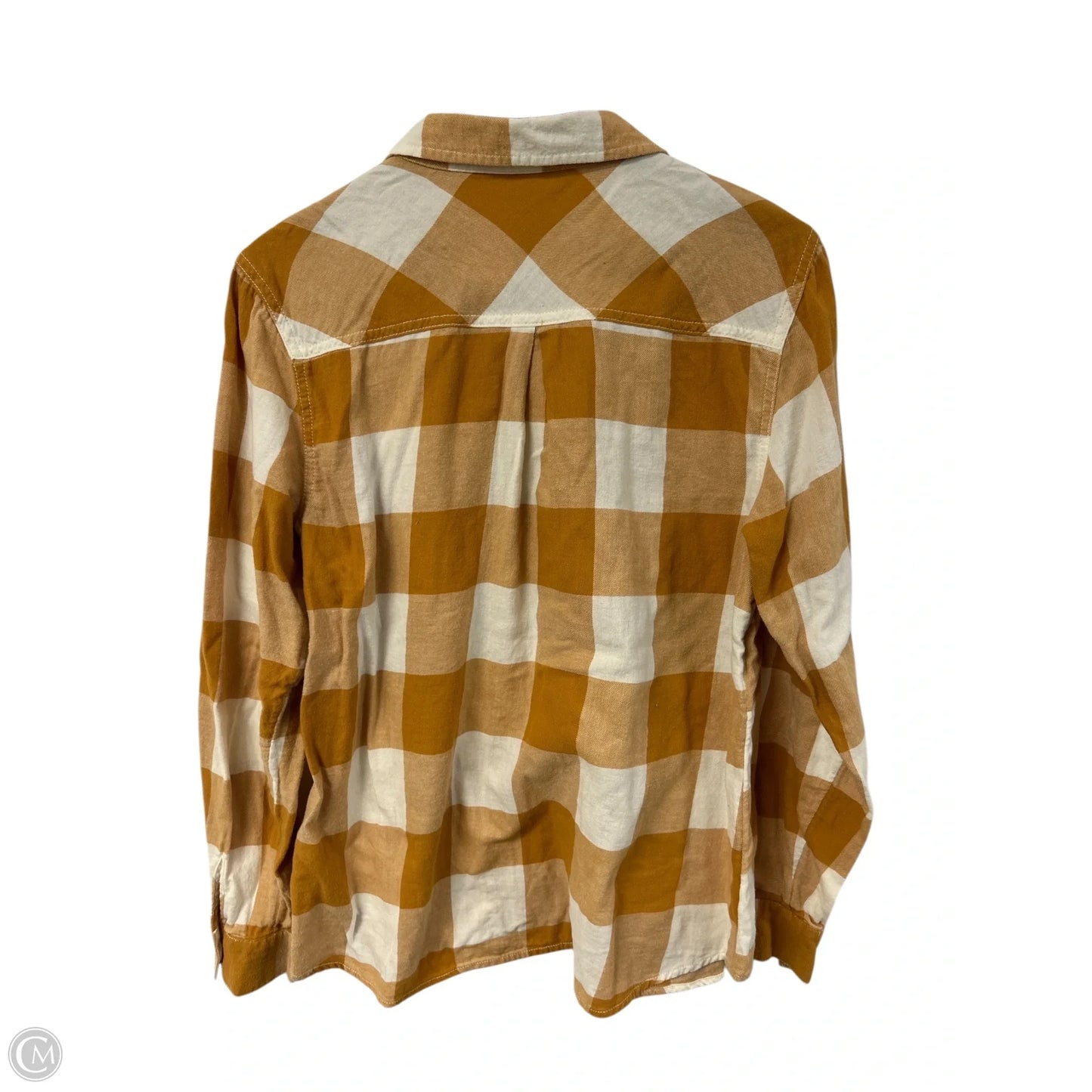 Blouse Long Sleeve By Maurices In White & Yellow, Size: L