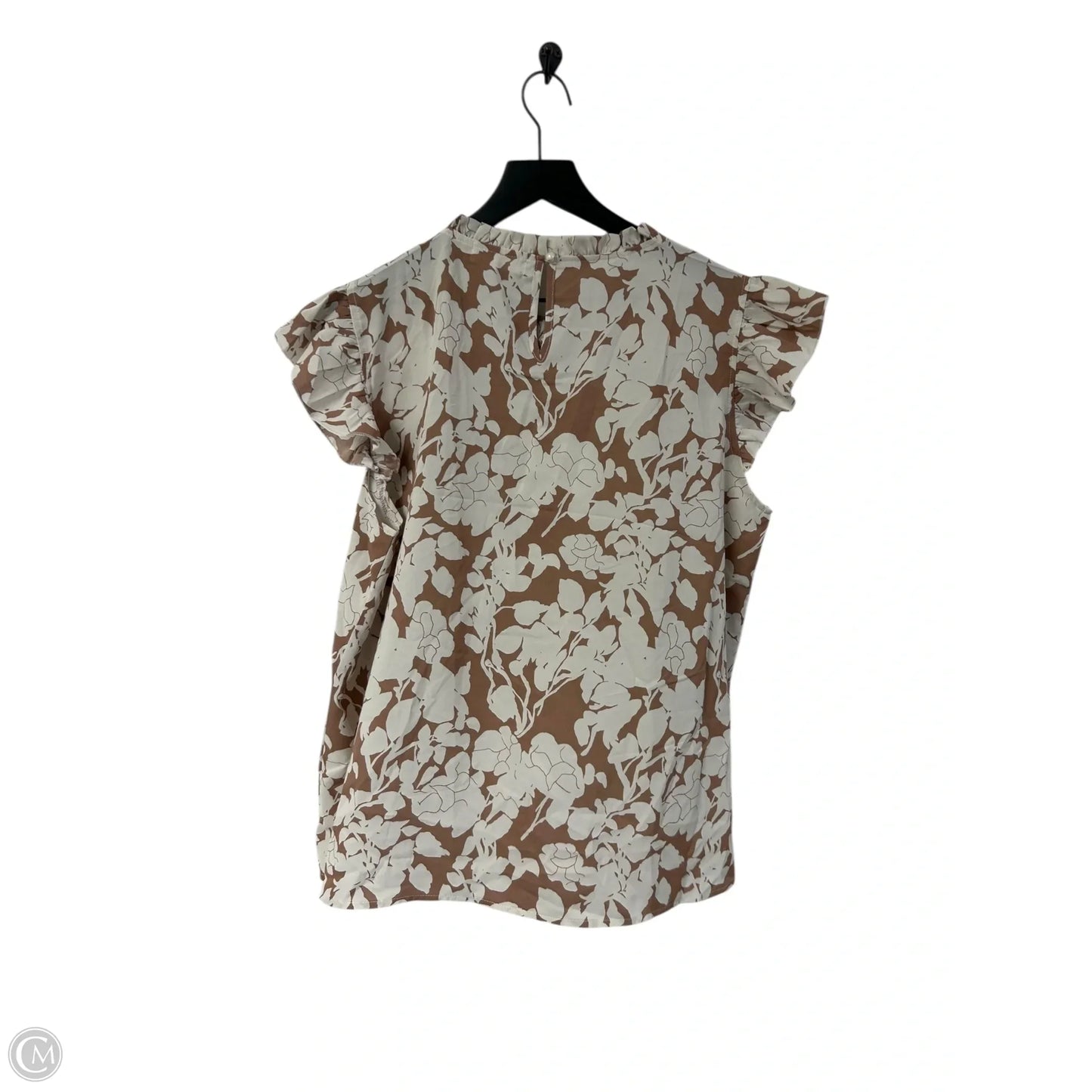 Top Short Sleeve By Cme In Brown & Cream, Size: Xl