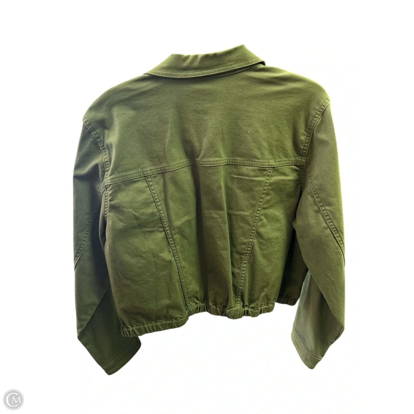 Jacket Denim By Iman Hsn In Green Denim, Size: L