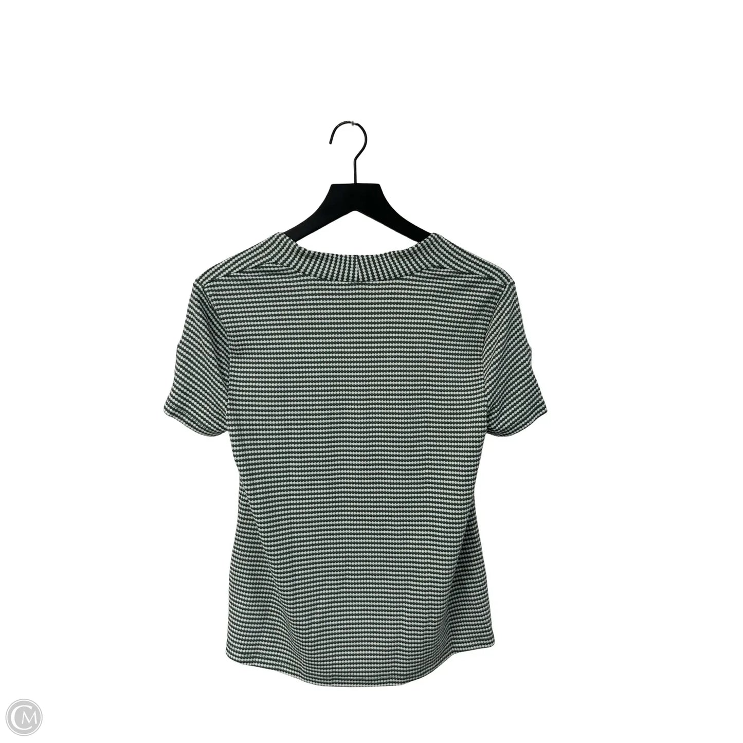 Top Short Sleeve By Liz Claiborne In Green & White, Size: S