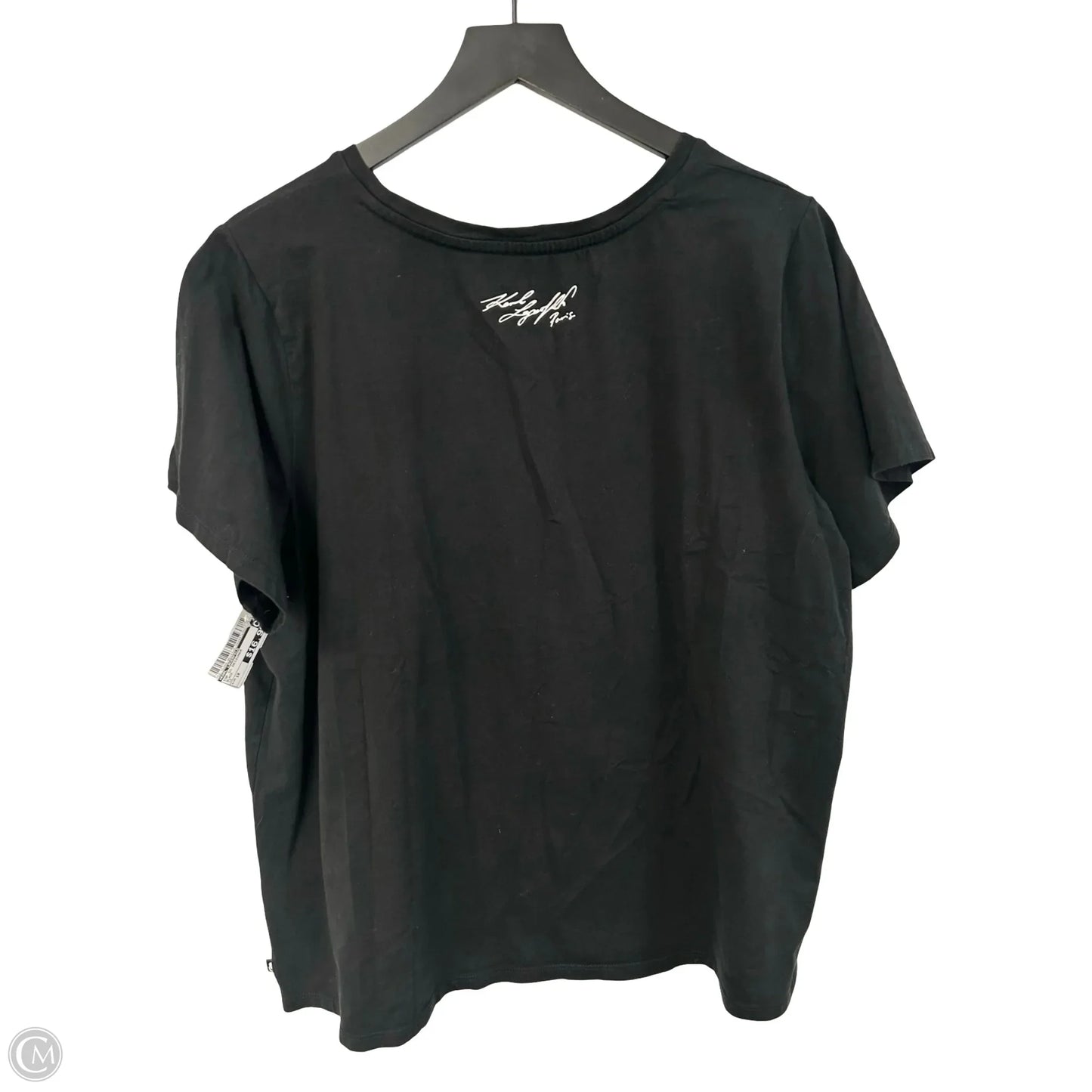 Top Short Sleeve Designer By Karl Lagerfeld In Black, Size: 1x