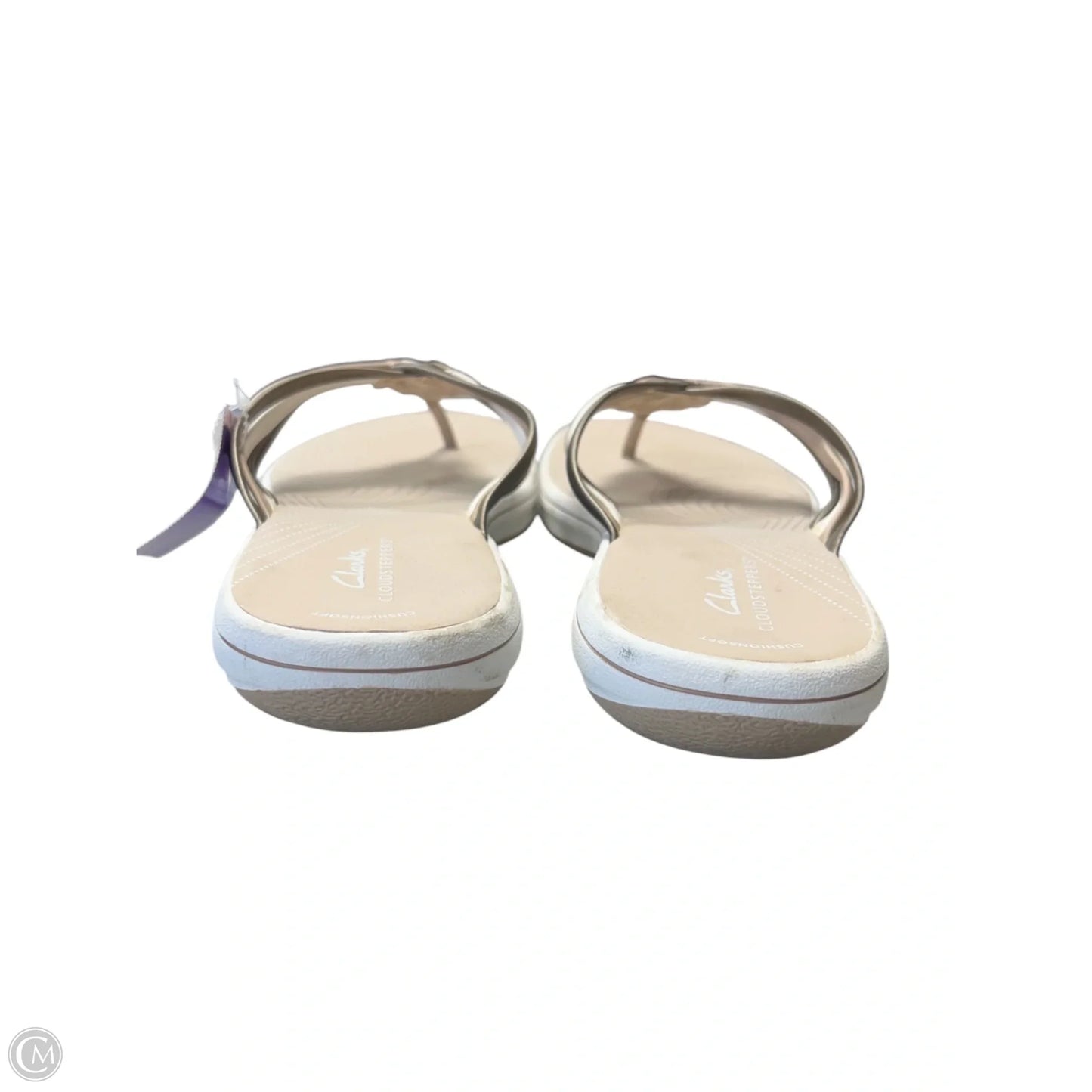 Sandals Flip Flops By Clarks In Tan & White, Size: 10