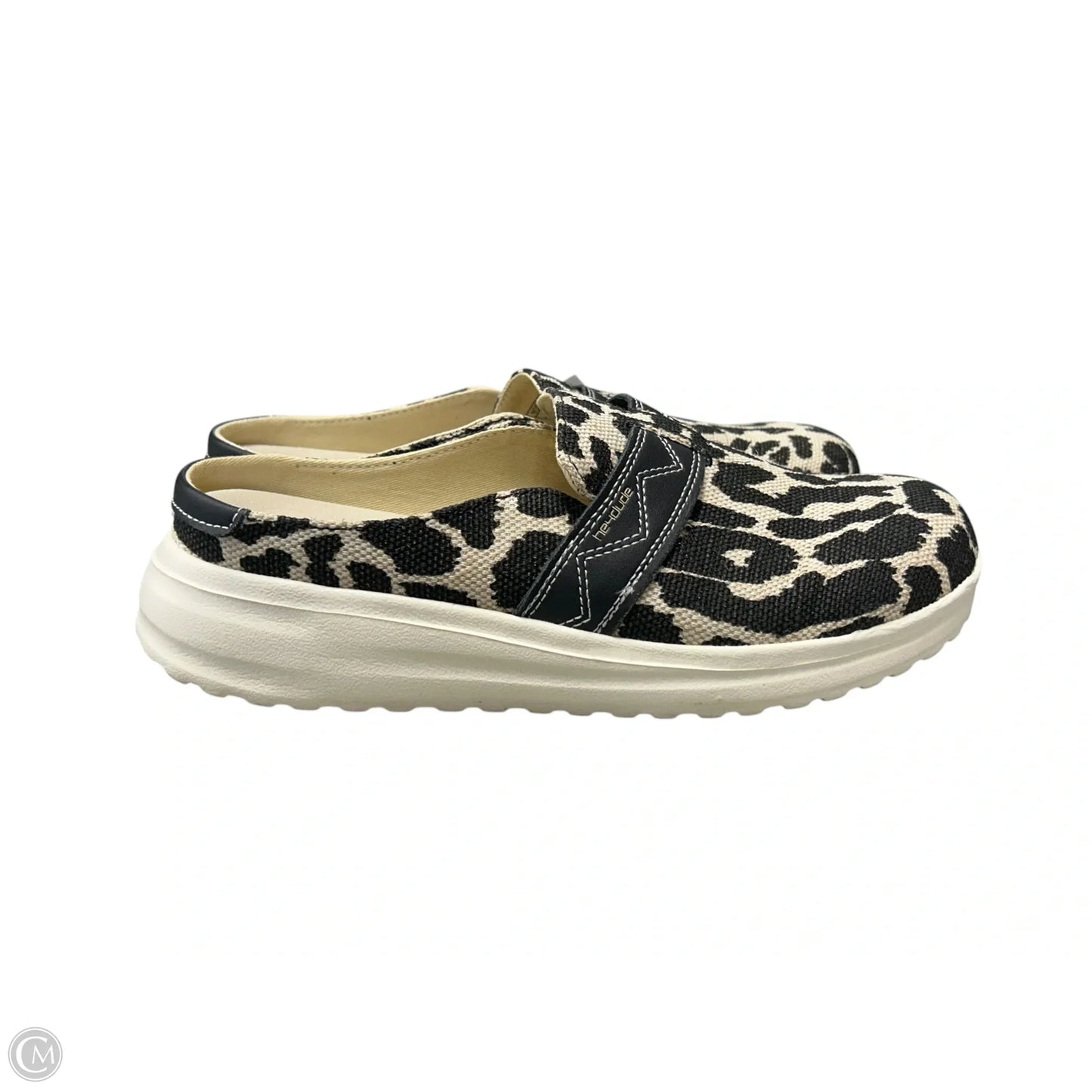 Shoes Flats By Hey Dude In Black & Cream, Size: 7