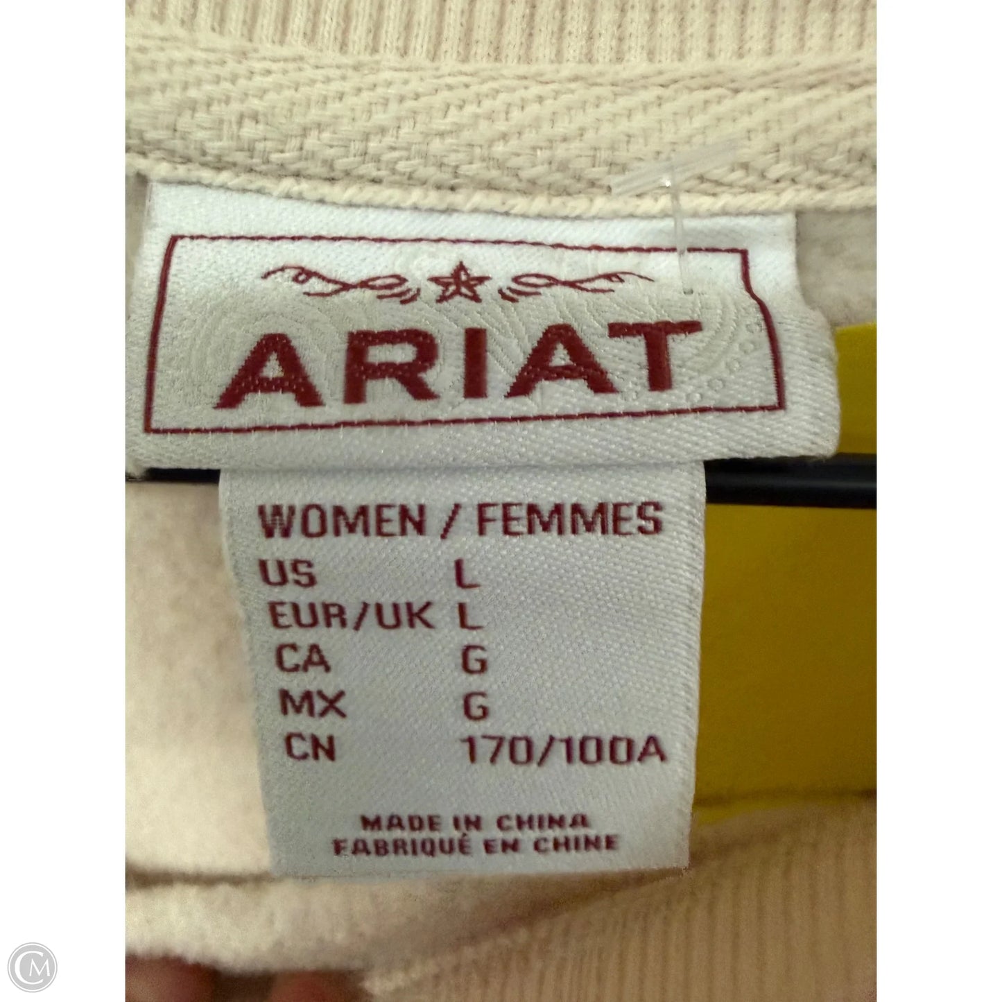 Sweatshirt Crewneck By Ariat In Cream & Tan, Size: L
