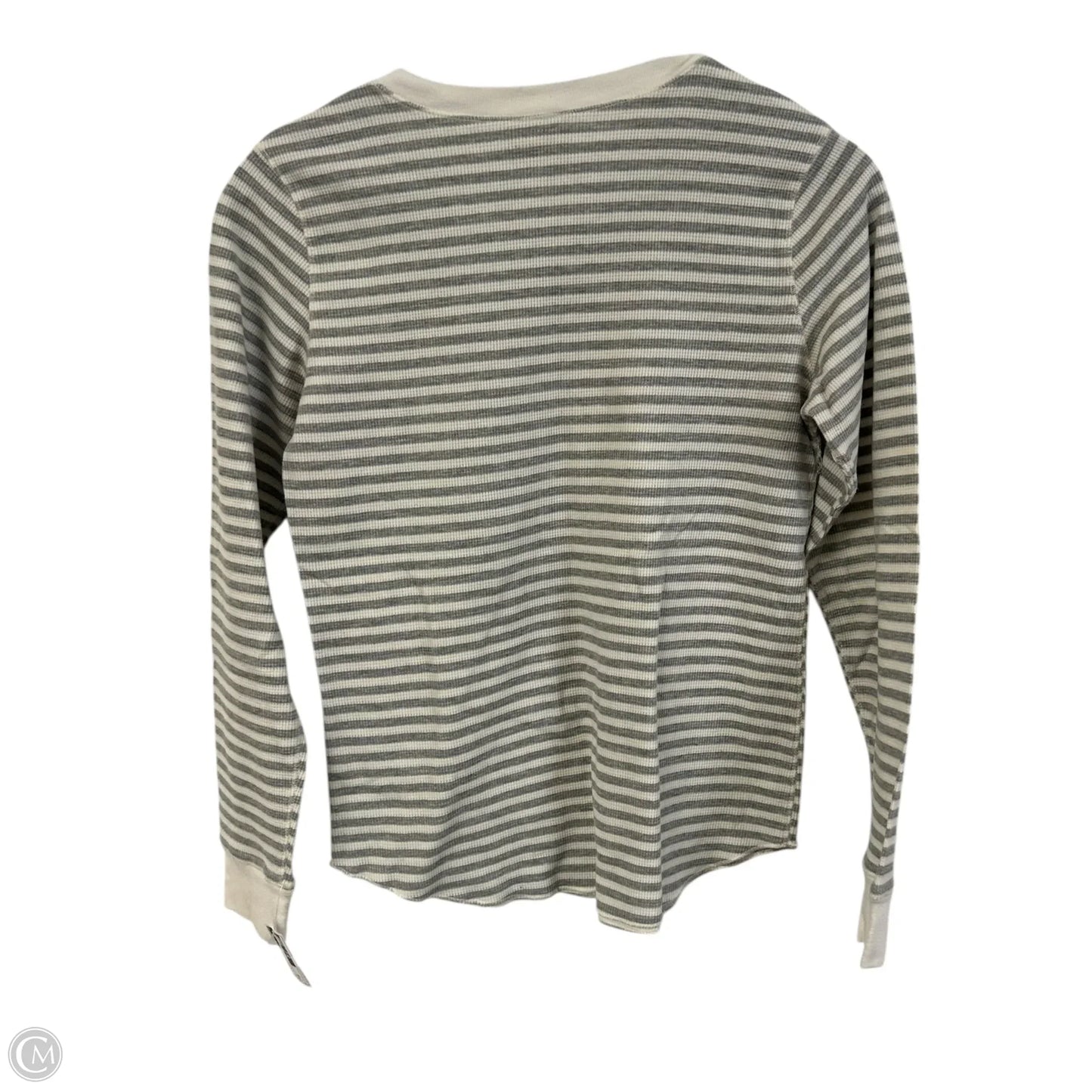 Top Long Sleeve Basic By Cuddl Duds In Grey & White, Size: M