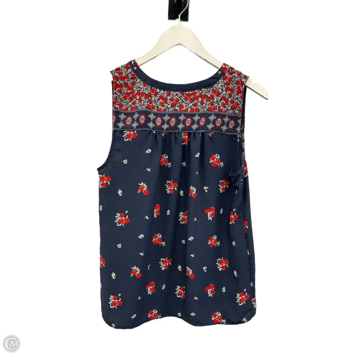 Blouse Sleeveless By Carolina Belle In Navy, Size: M