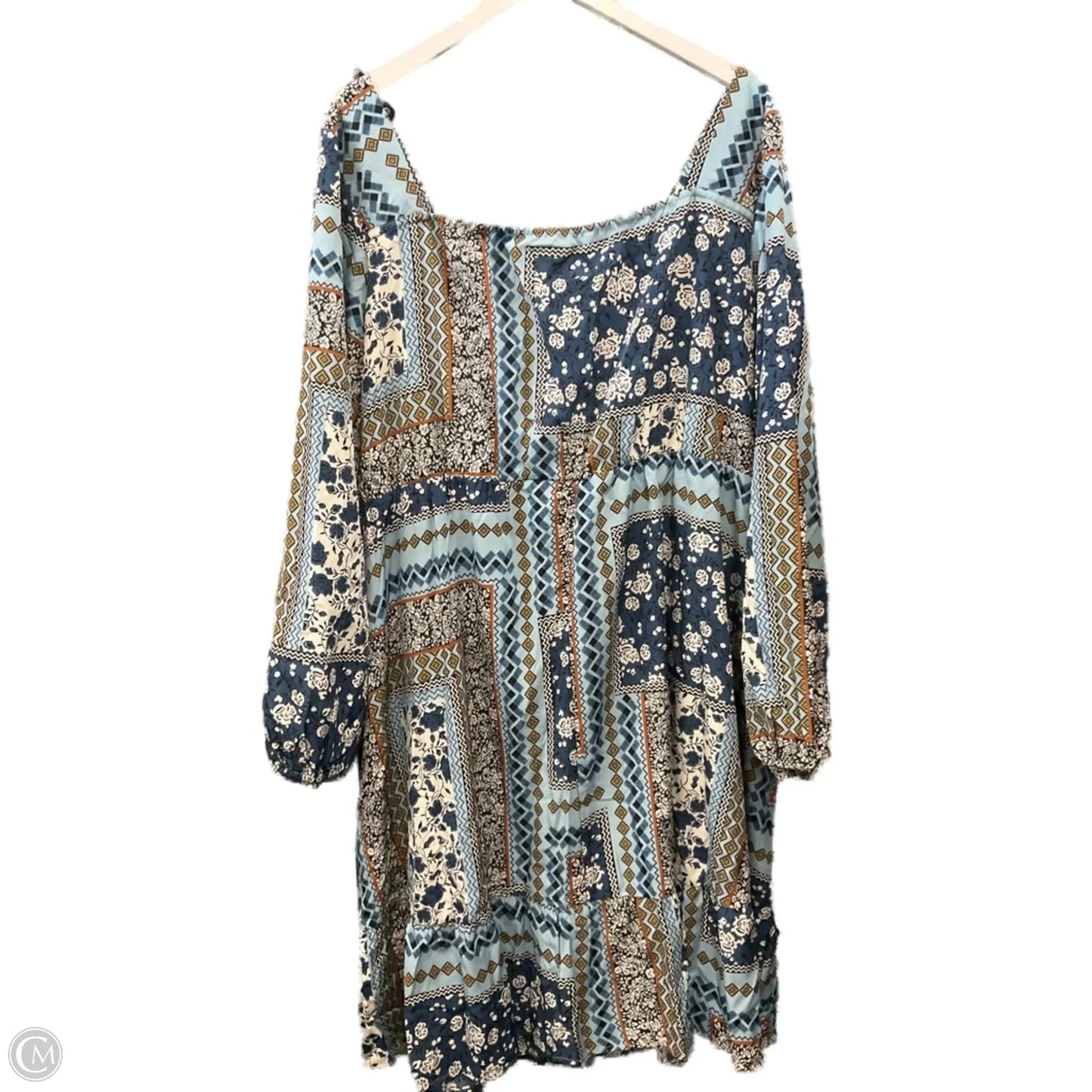 Dress Casual Midi By Clothes Mentor In Blue & Brown, Size: 3x