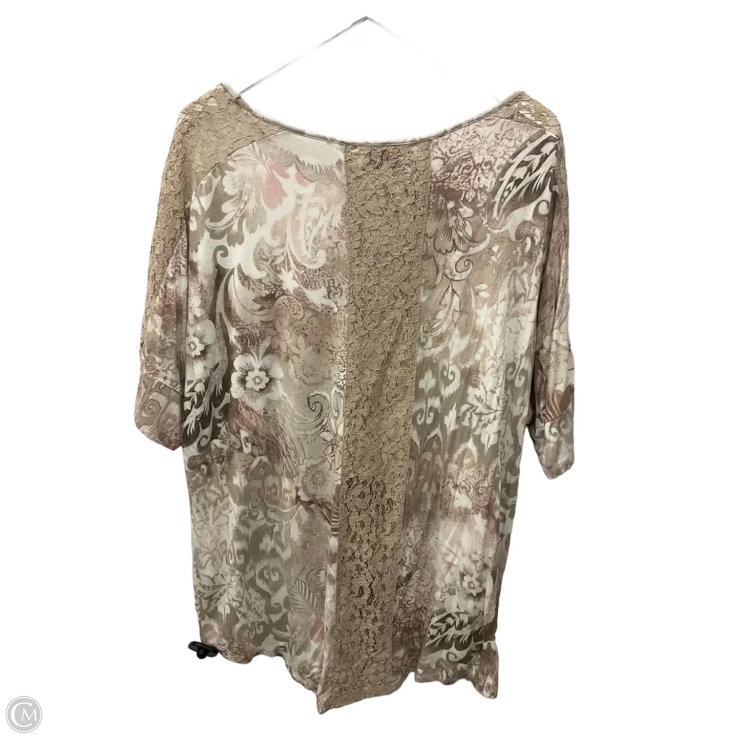 Top Short Sleeve By Chicos In Pink & Tan, Size: Xl