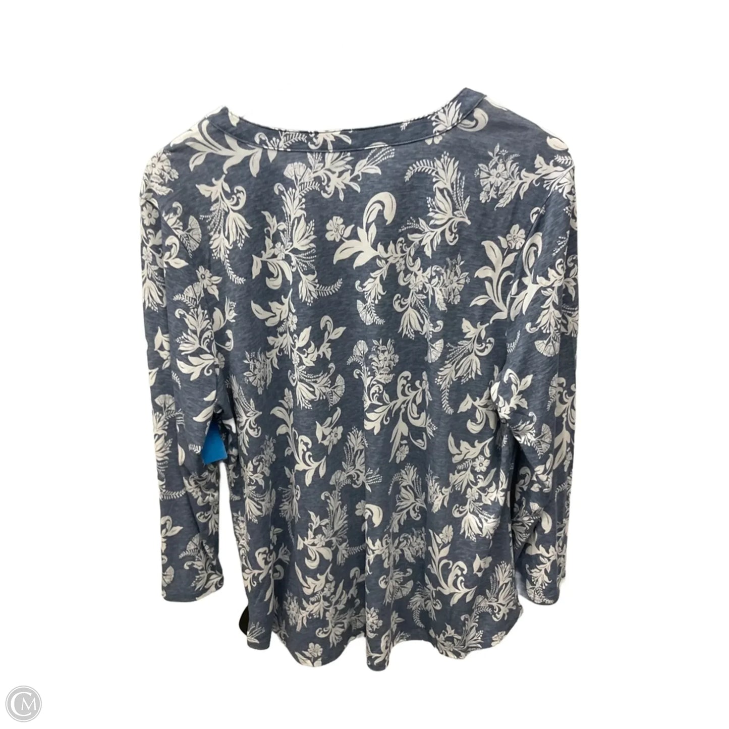 Top Long Sleeve By Liz Claiborne In Blue & White, Size: Xl