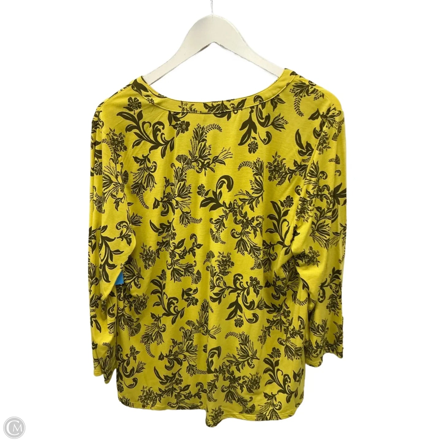 Top 3/4 Sleeve By Liz Claiborne In Yellow, Size: Xl
