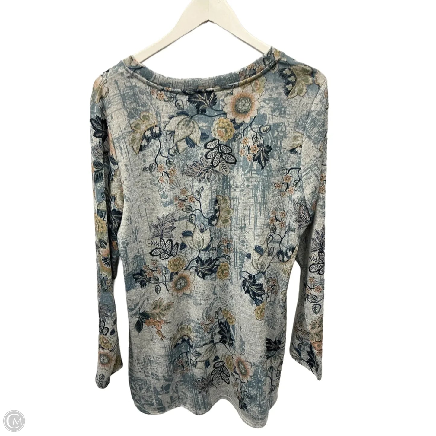 Top 3/4 Sleeve By Christopher And Banks In Blue & Grey, Size: Xl