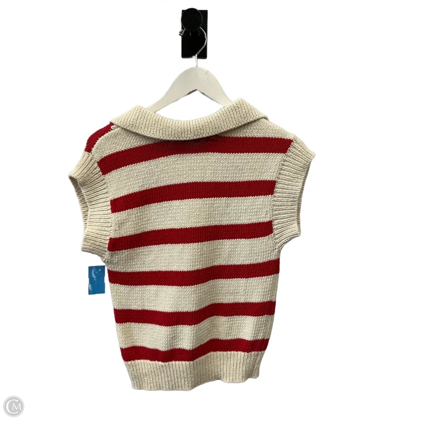 Sweater Short Sleeve By Downeast In Cream & Red, Size: S