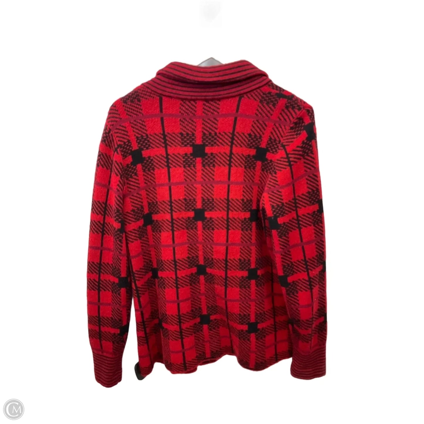 Sweater Cardigan By Christopher And Banks In Black & Red, Size: L