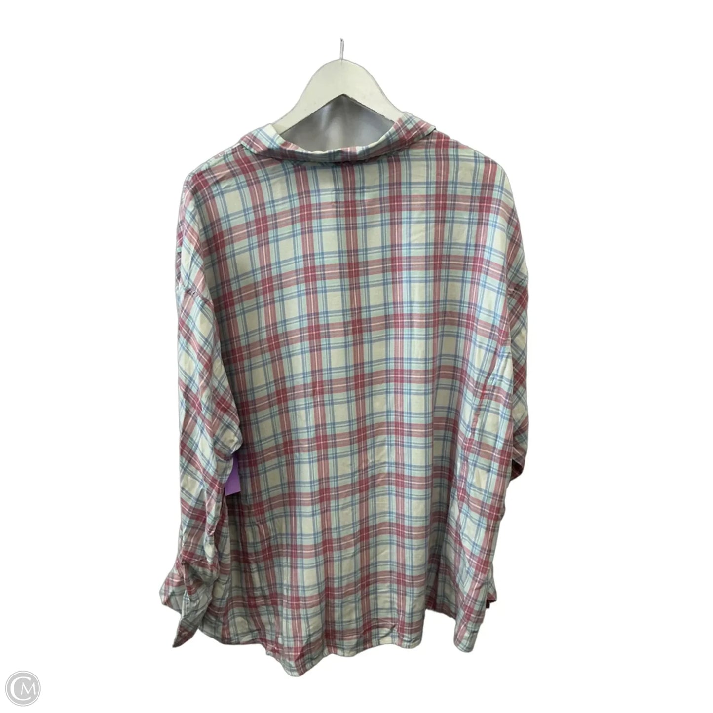 Top Long Sleeve By Vineyard Vines In Blue & Pink, Size: 1x