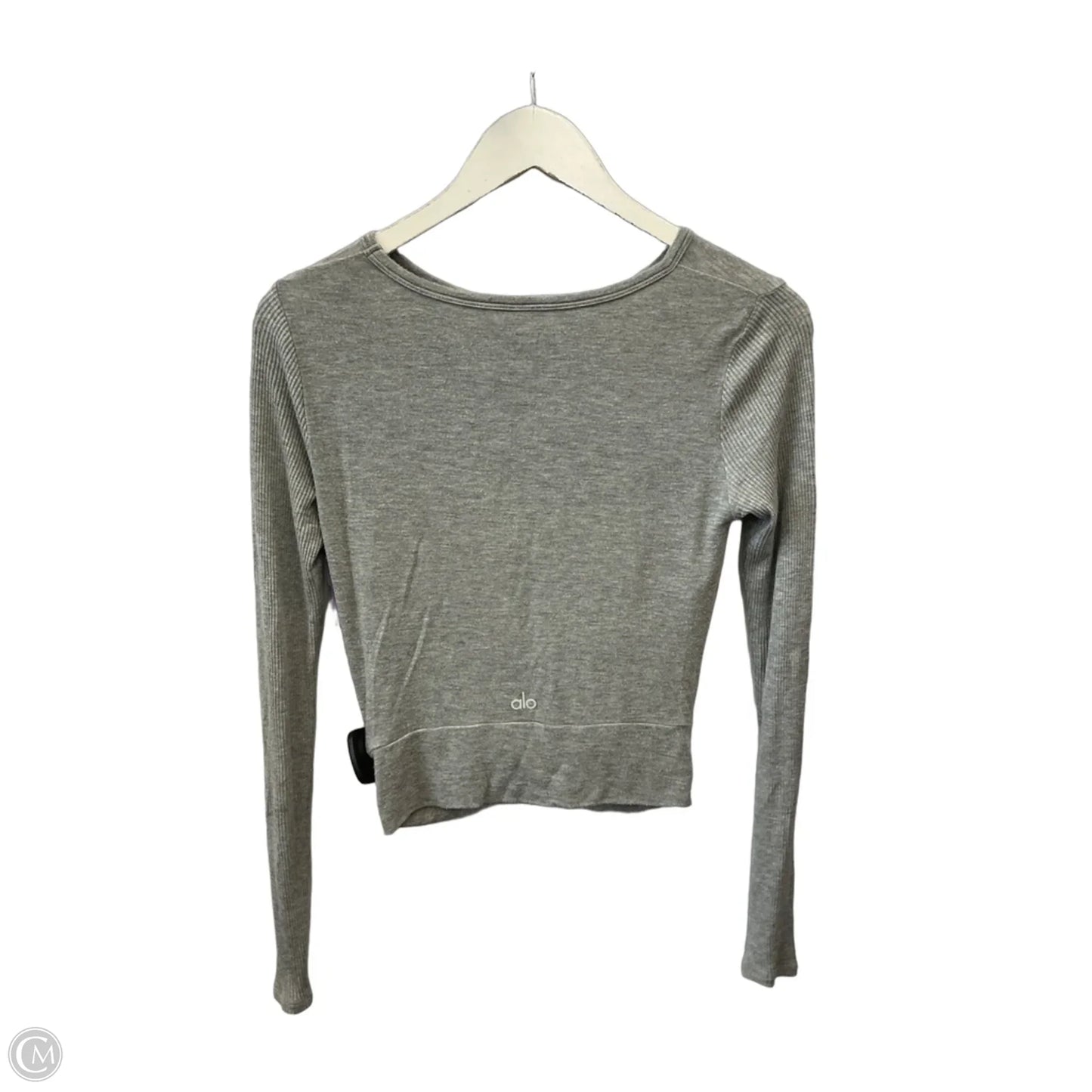 Top Long Sleeve By Alo In Grey, Size: M