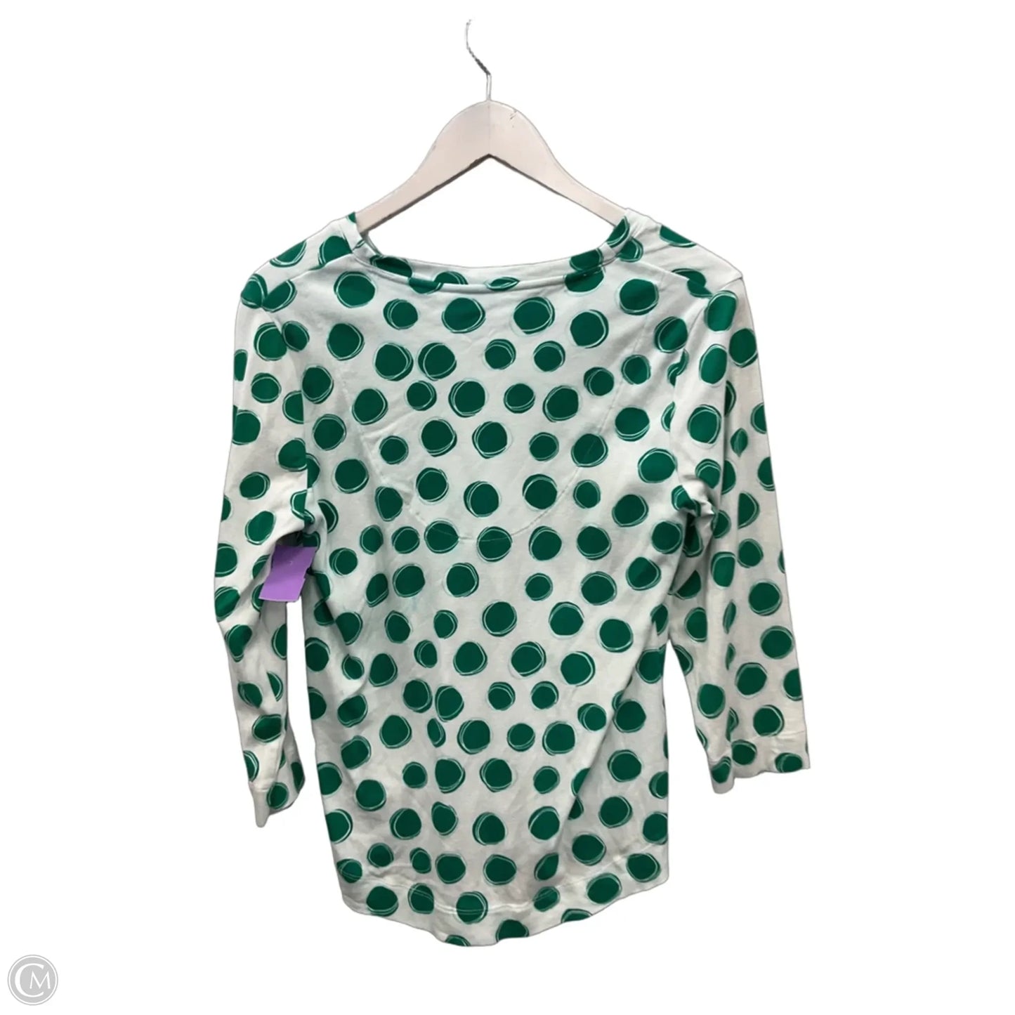 Top Long Sleeve By Chicos In Green & White, Size: M