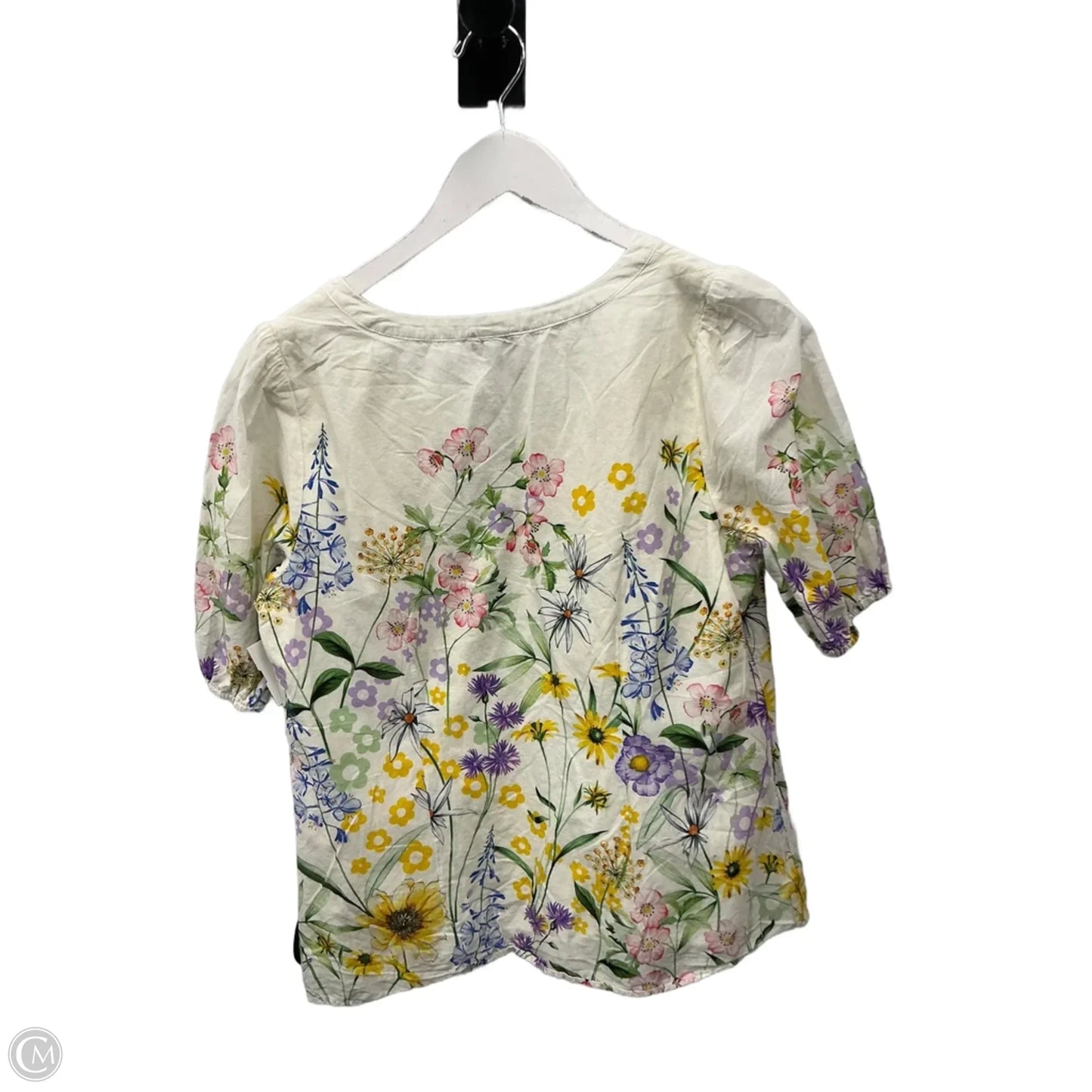 Top Short Sleeve By Talbots In Cream & Green, Size: M