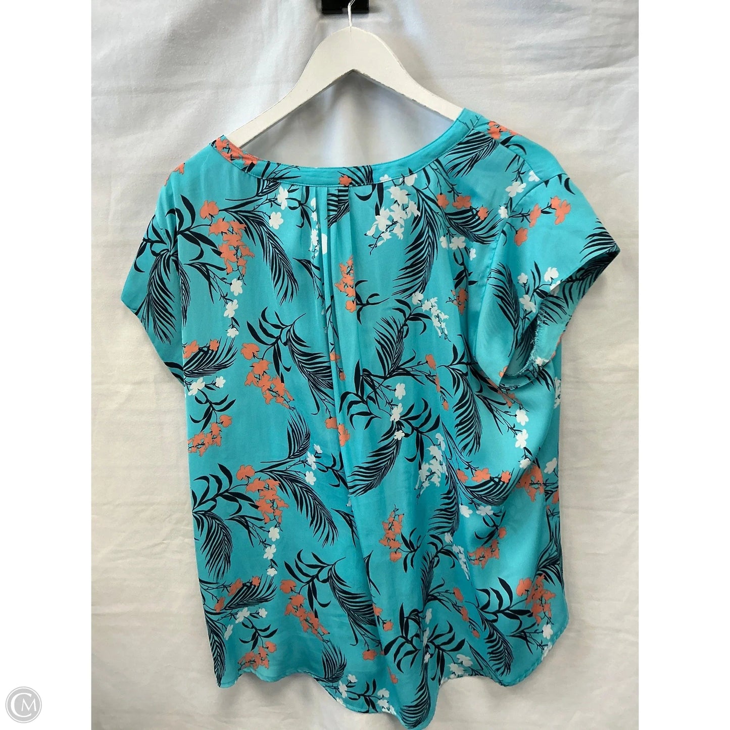 Top Short Sleeve By Liz Claiborne In Blue & Orange, Size: Xl