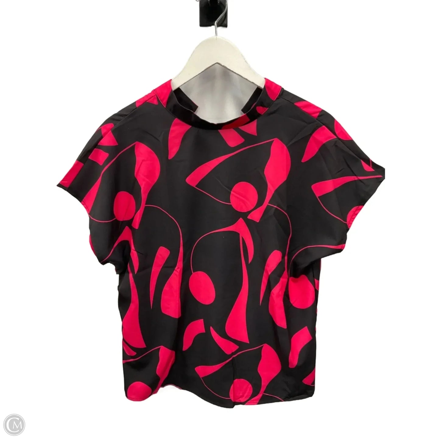 Top Short Sleeve By Shein In Black & Pink, Size: L
