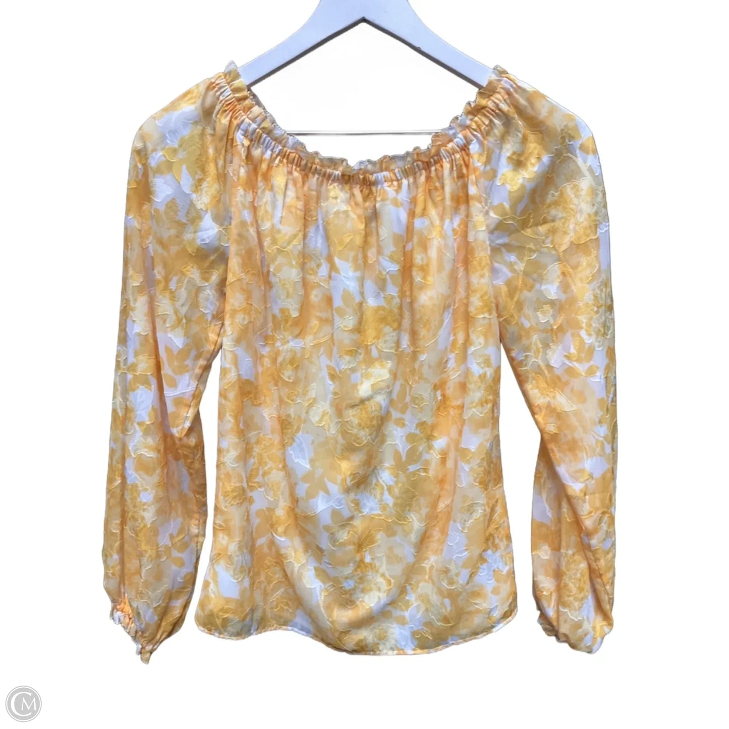 Top Long Sleeve By White House Black Market In Yellow, Size: Xxs