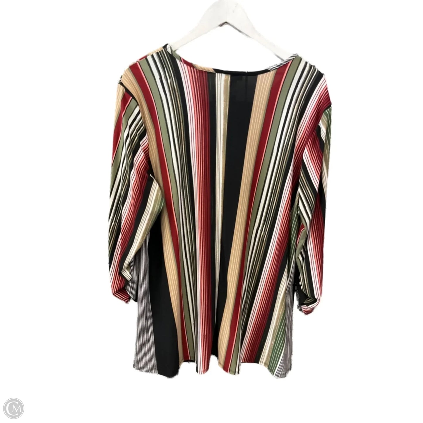 Tunic 3/4 Sleeve By Clothes Mentor In Black & Brown, Size: 2x