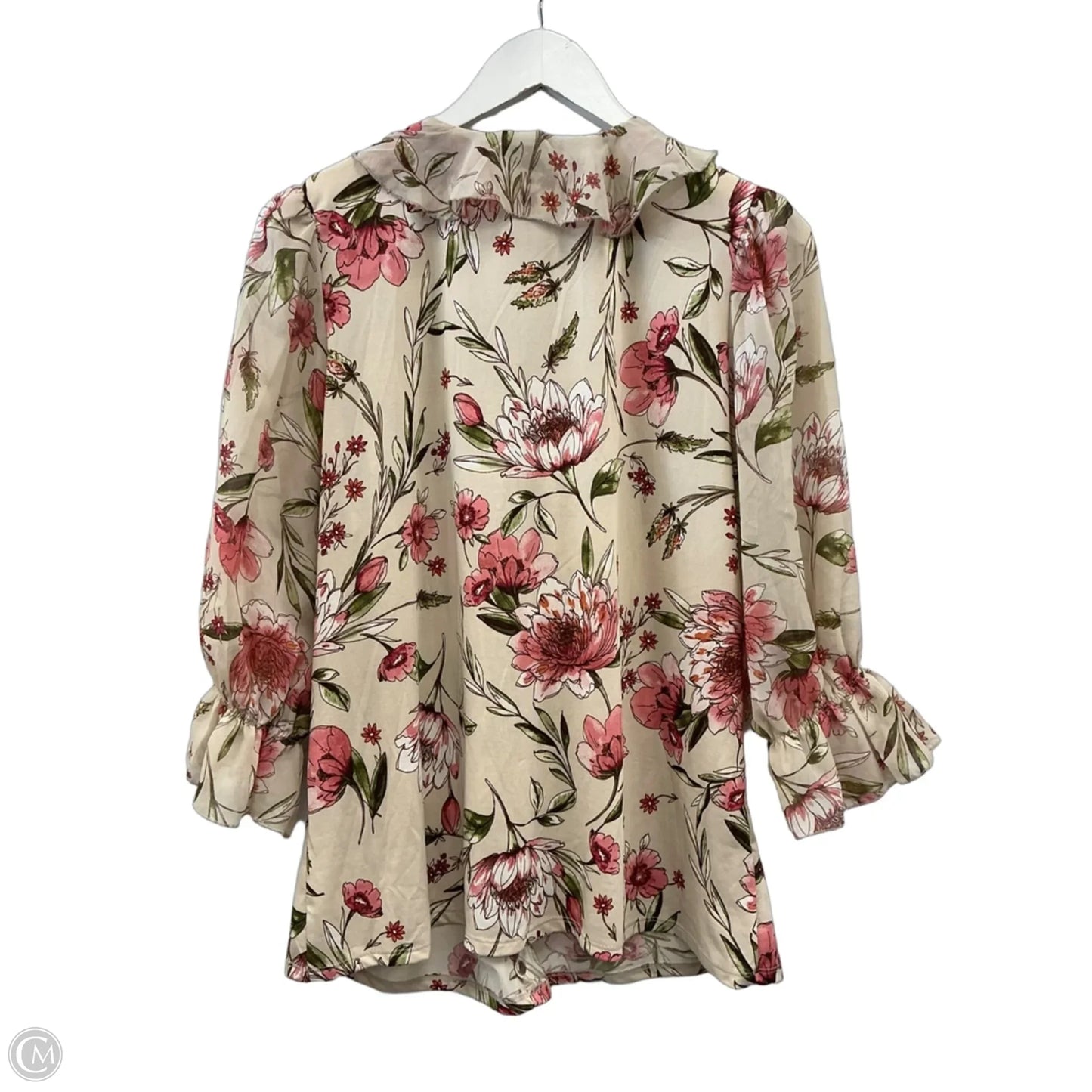 Top Short Sleeve By Perceptions In Floral Print, Size: Xl