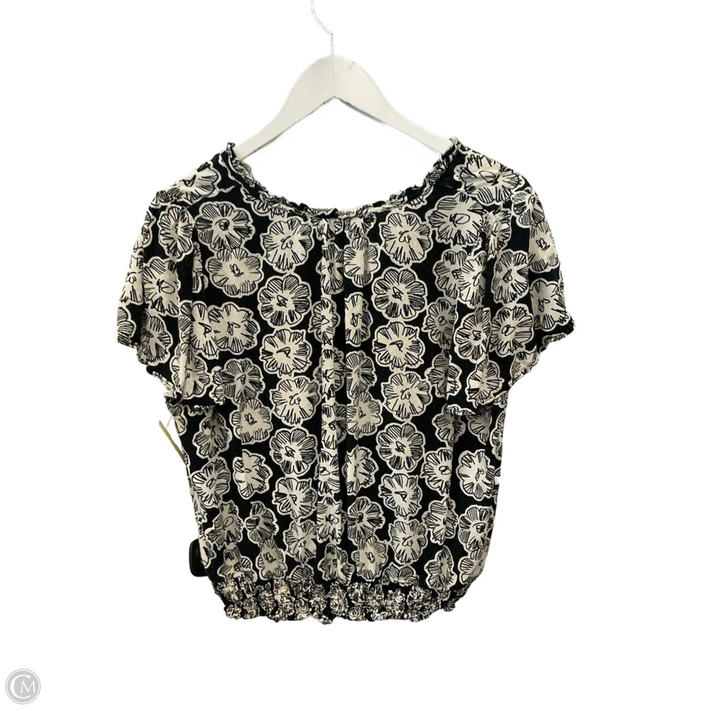 Top Short Sleeve By Ann Taylor In Black & White, Size: Xl