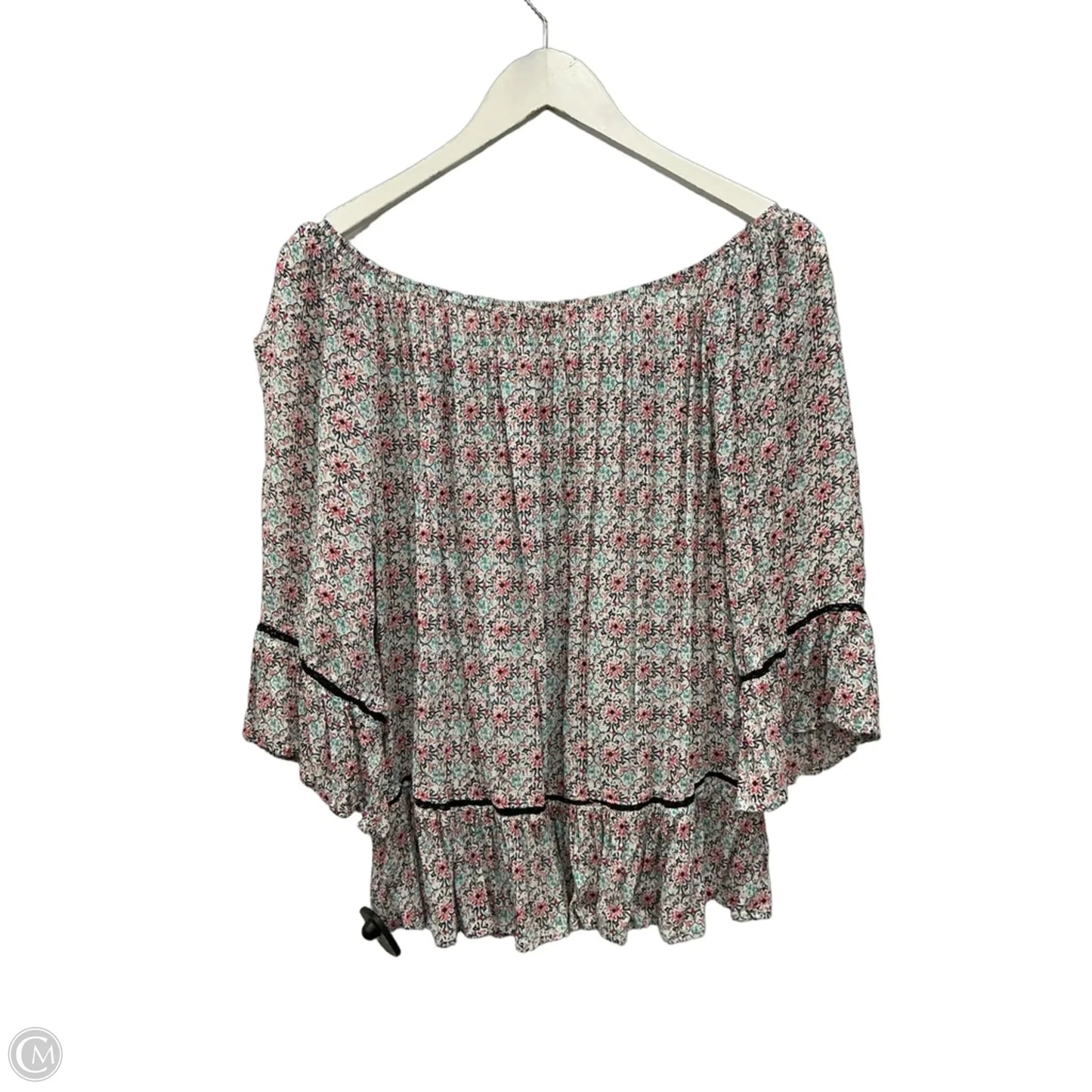 Top 3/4 Sleeve By Democracy In Floral Print, Size: L