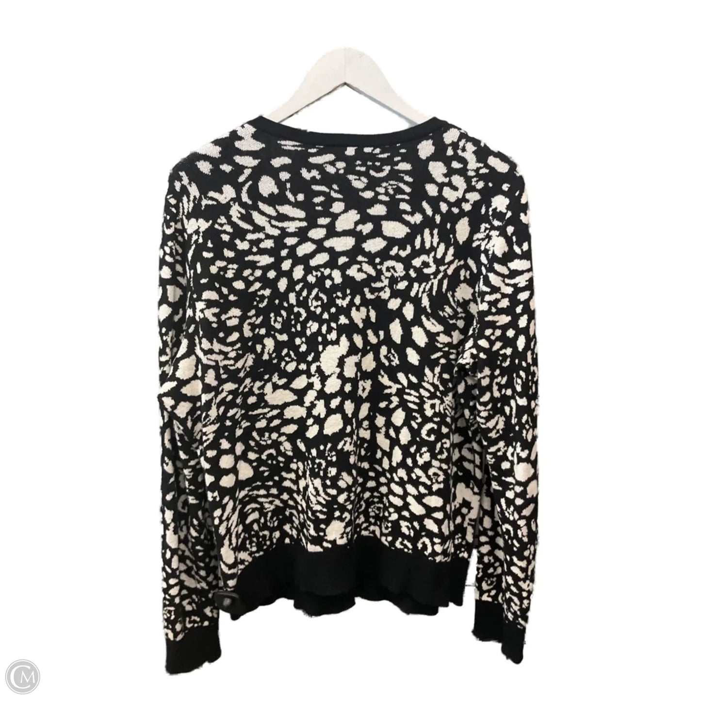 Sweater Cardigan By Ann Taylor In Black & Cream, Size: Xl