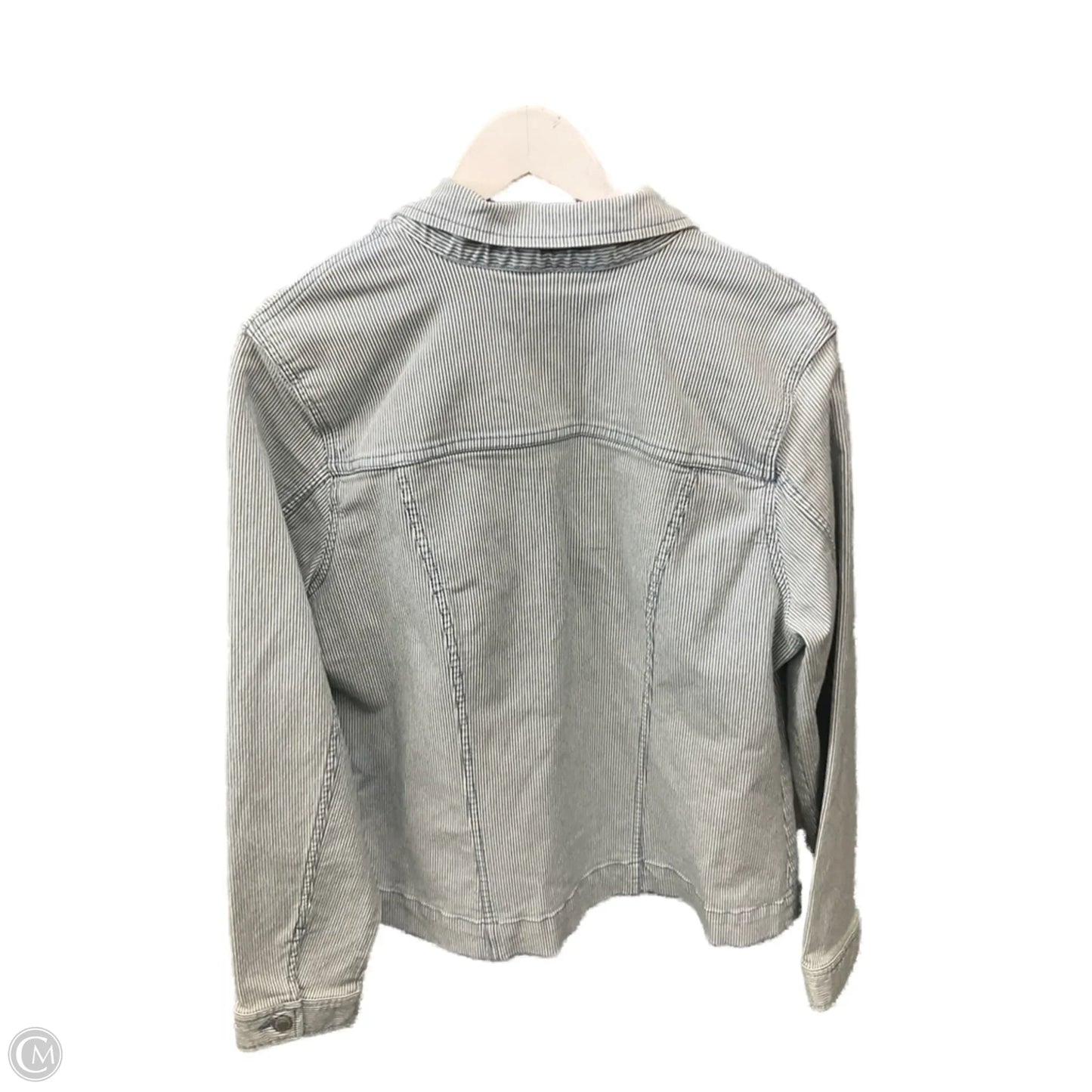 Jacket Denim By Croft And Barrow In Striped Pattern, Size: L