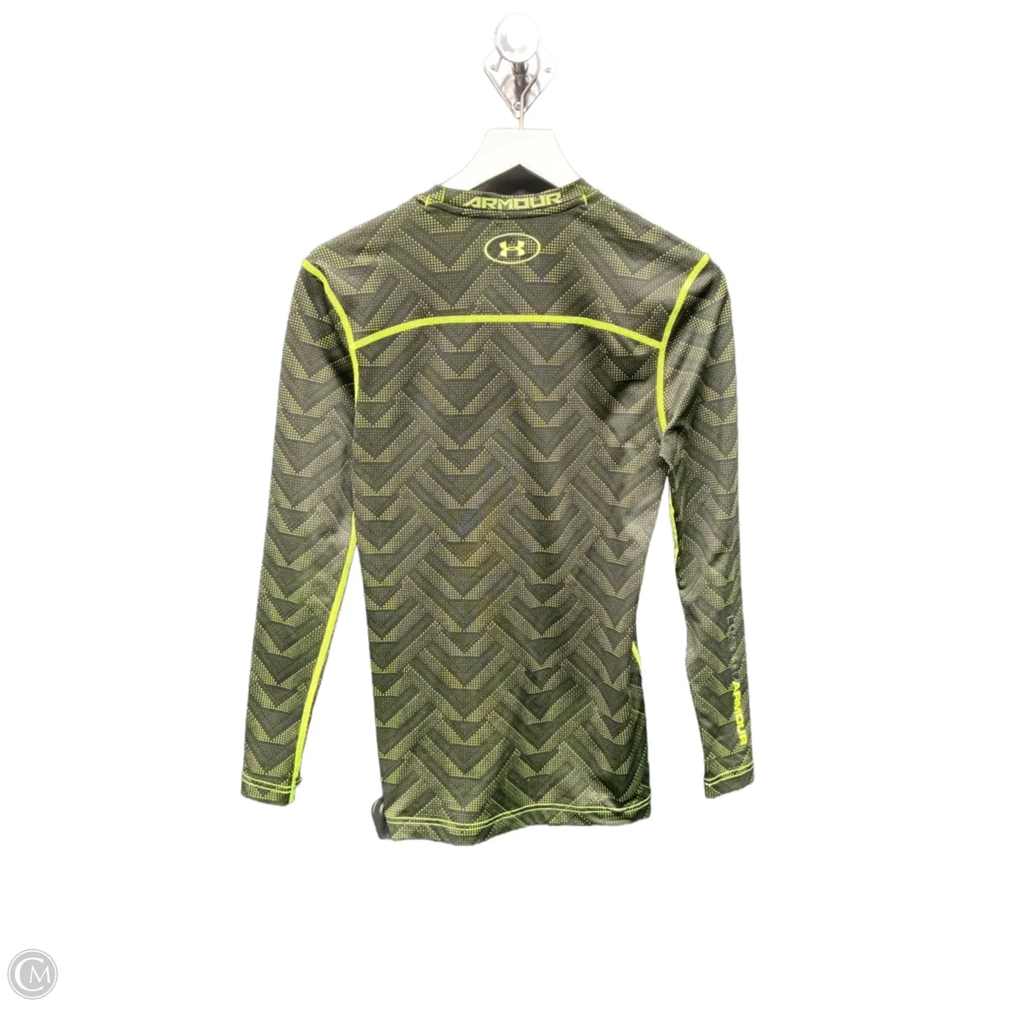 Athletic Top Long Sleeve Crewneck By Under Armour In Black & Green, Size: S