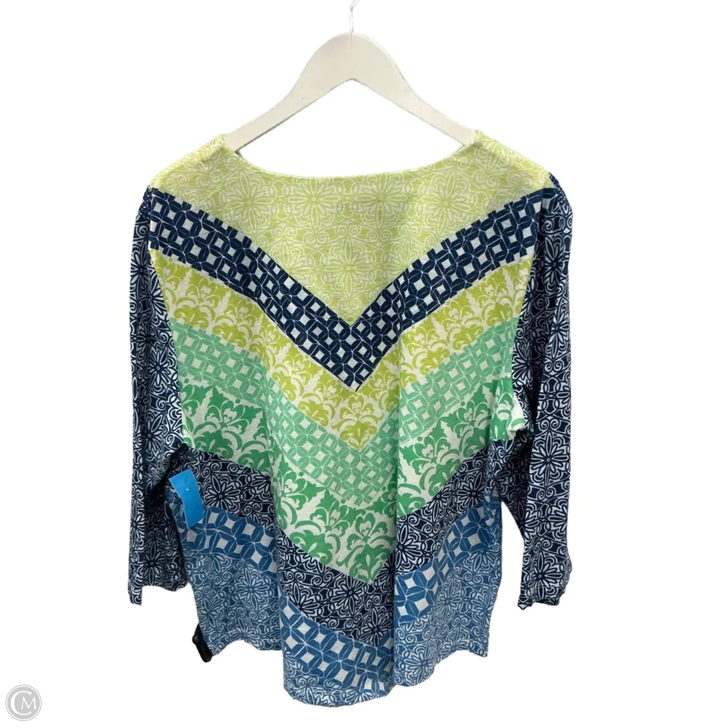 Top 3/4 Sleeve By Alfred Dunner In Blue & Green, Size: Xl
