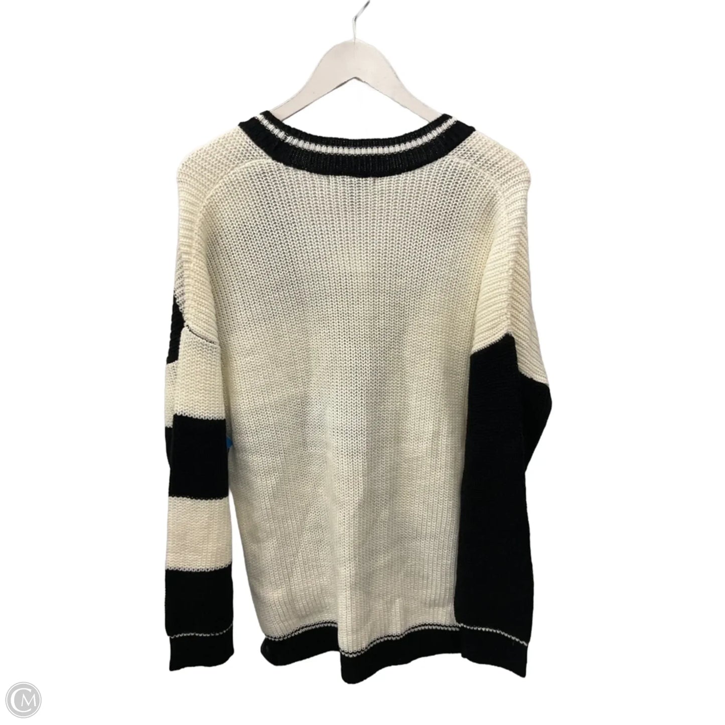 Sweater Cardigan By Forever 21 In Black & Cream, Size: L