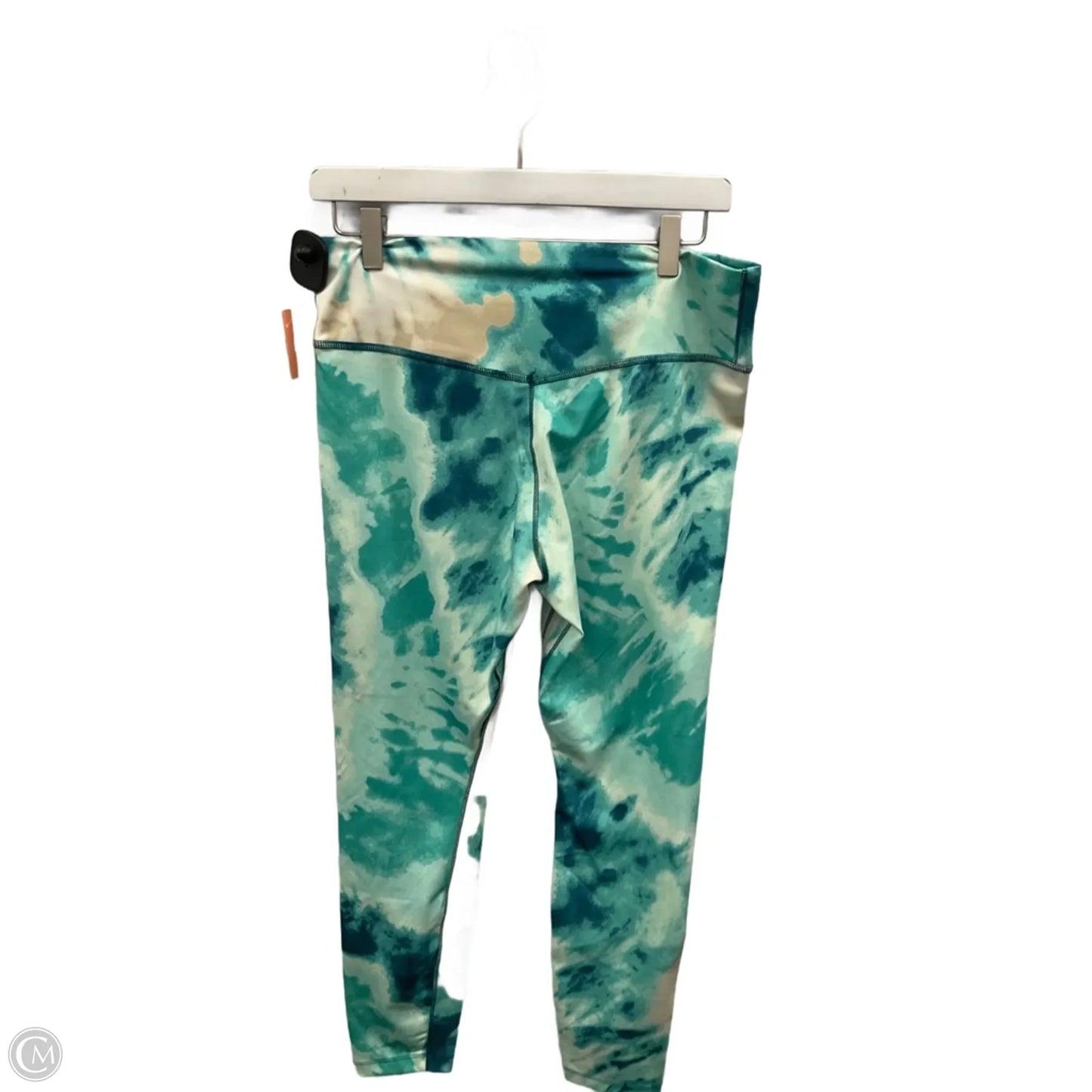 Athletic Leggings By Nike Apparel In Green & White, Size: L