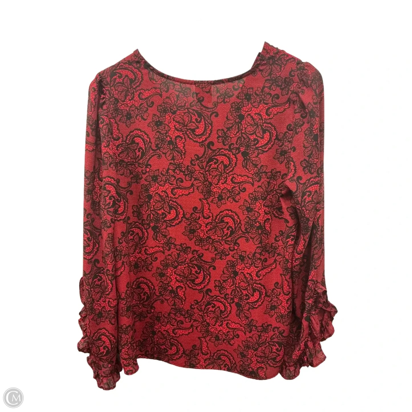 Top Long Sleeve By Worthington In Black & Red, Size: M