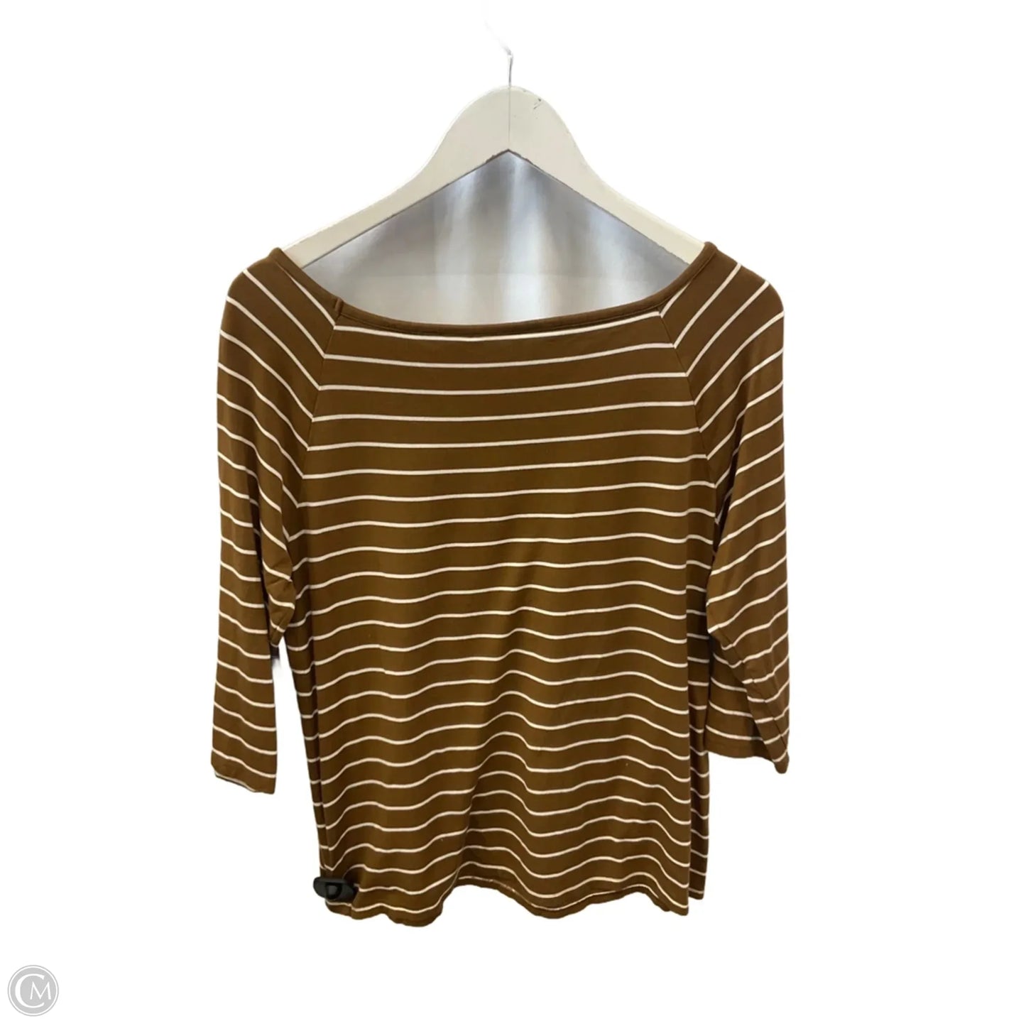 Top 3/4 Sleeve By Chicos In Striped Pattern, Size: L