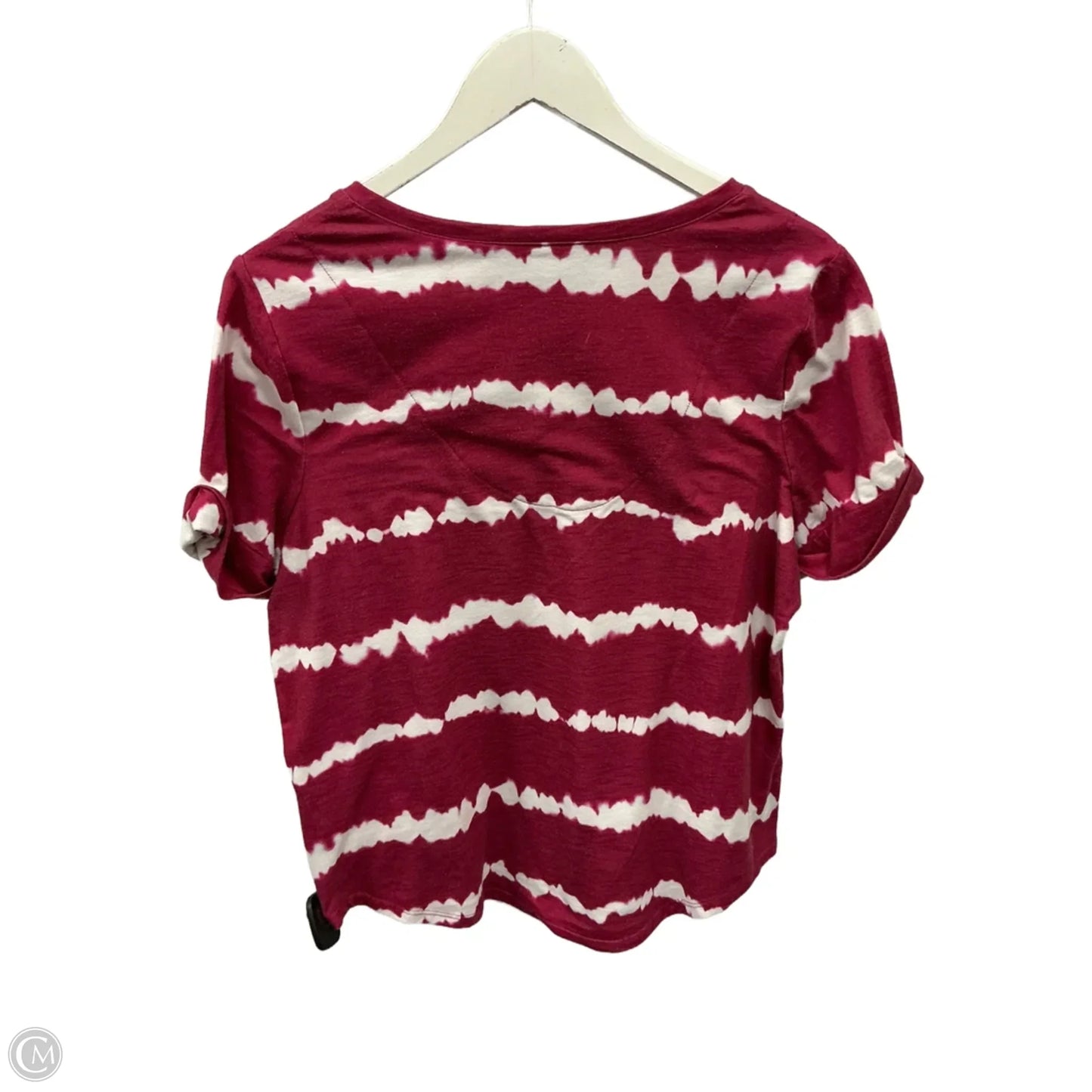 Top Short Sleeve By Chicos In Pink & White, Size: M