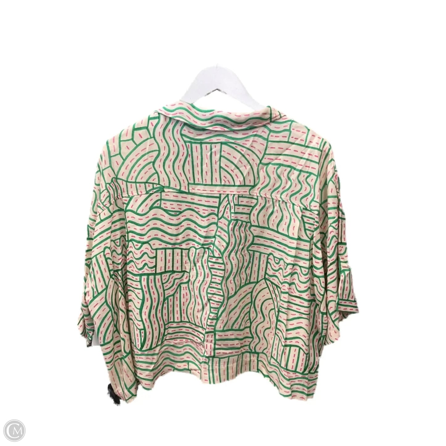 Top Short Sleeve By Zara In Green & Pink, Size: Xl