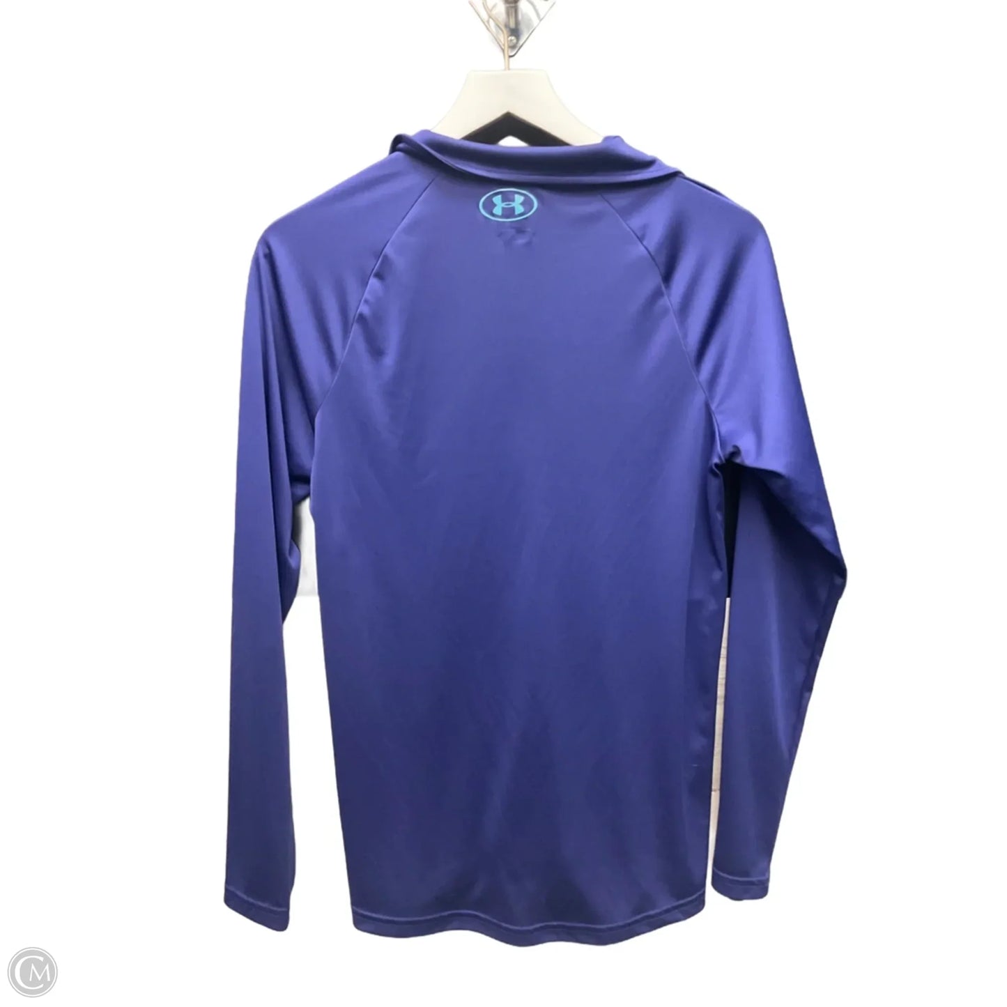 Athletic Top Long Sleeve Collar By Under Armour In Purple, Size: S