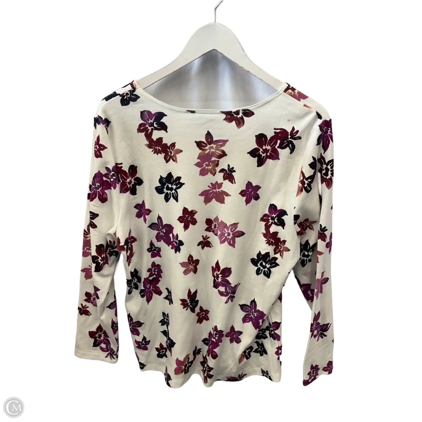 Top Long Sleeve By Karen Scott In Purple & White, Size: Xl