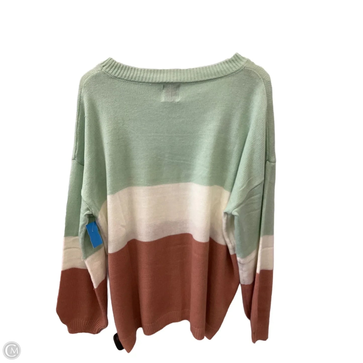 Sweater By Like Love In Green & Orange, Size: 2x
