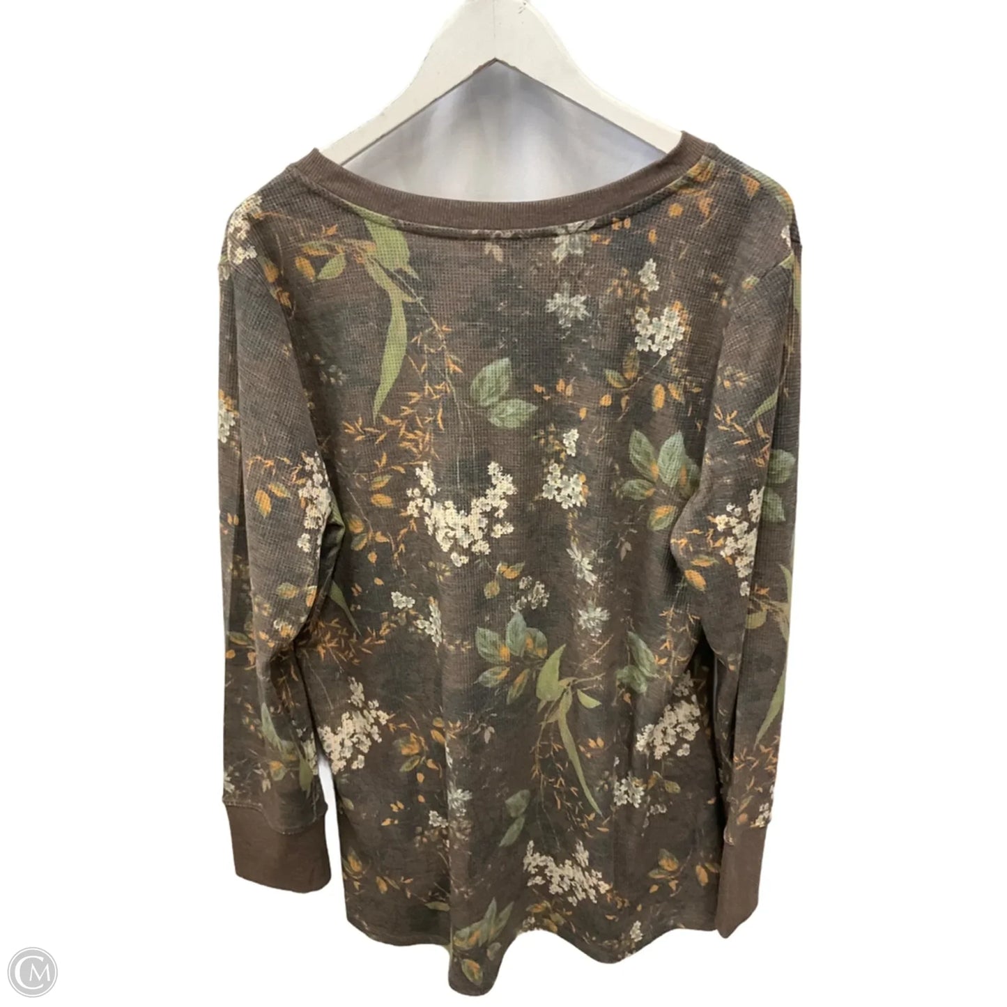 Top Long Sleeve By Christopher And Banks In Brown & Green, Size: Xl