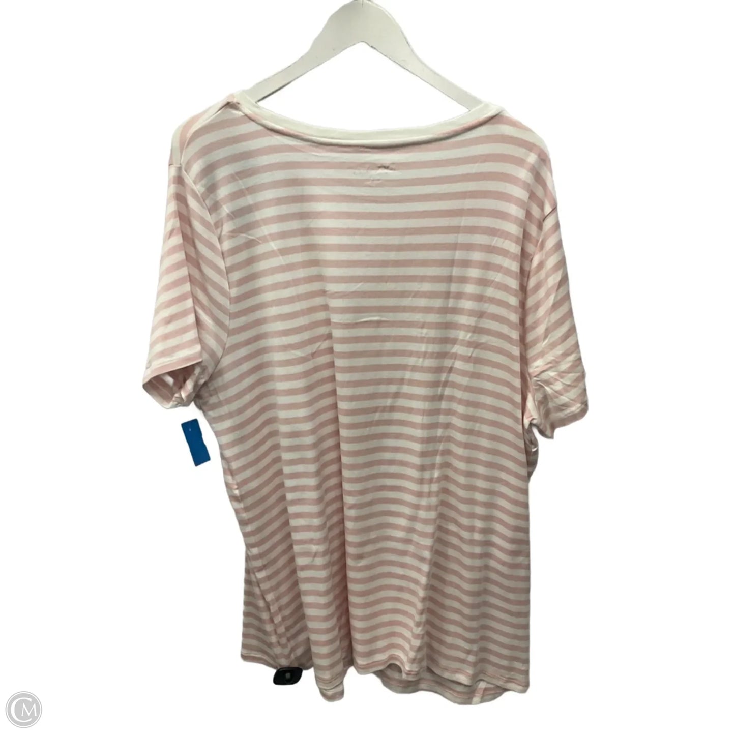 Top Short Sleeve By Ava & Viv In Pink & White, Size: 3x