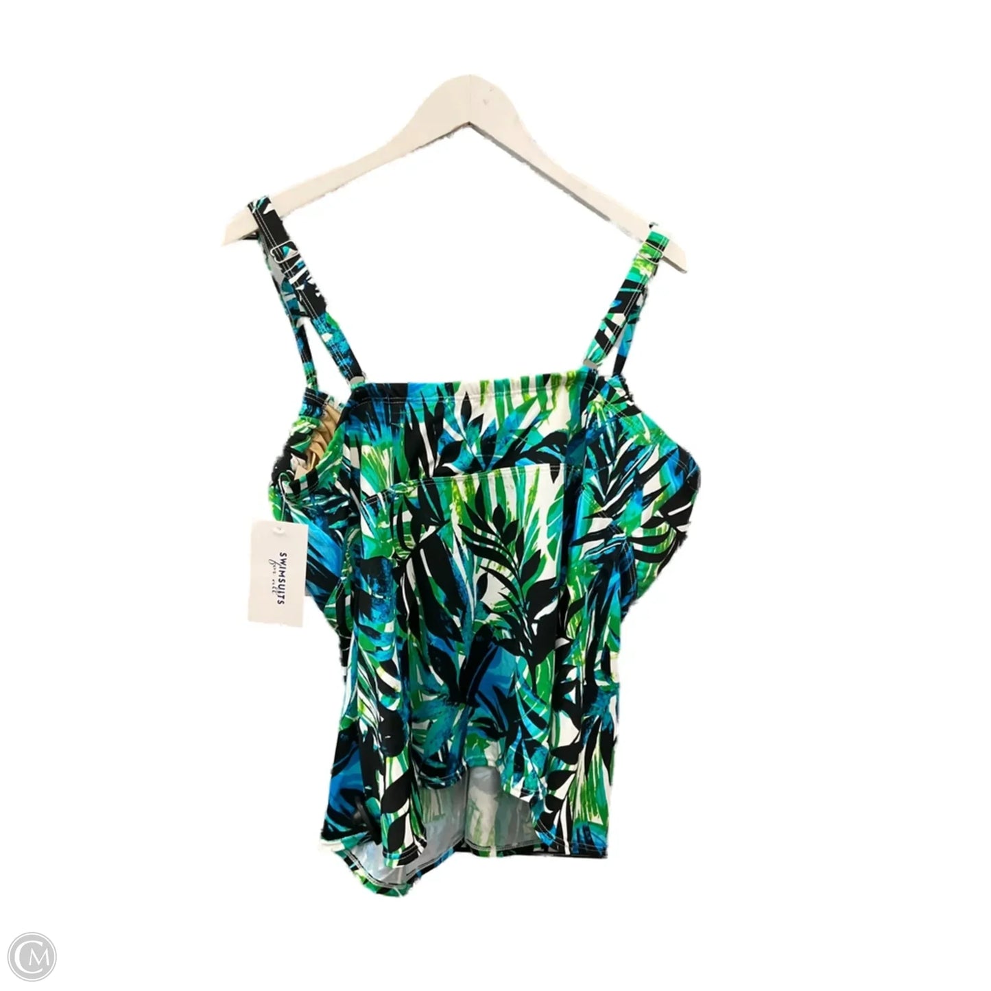 Swimsuit Top By Clothes Mentor In Black & Blue, Size: 22