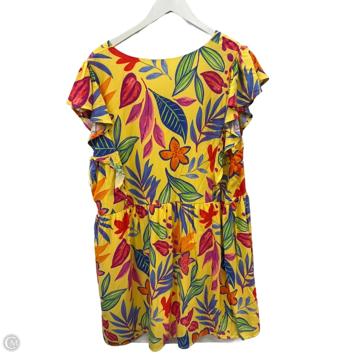Tunic Short Sleeve By Clothes Mentor In Yellow, Size: 2x