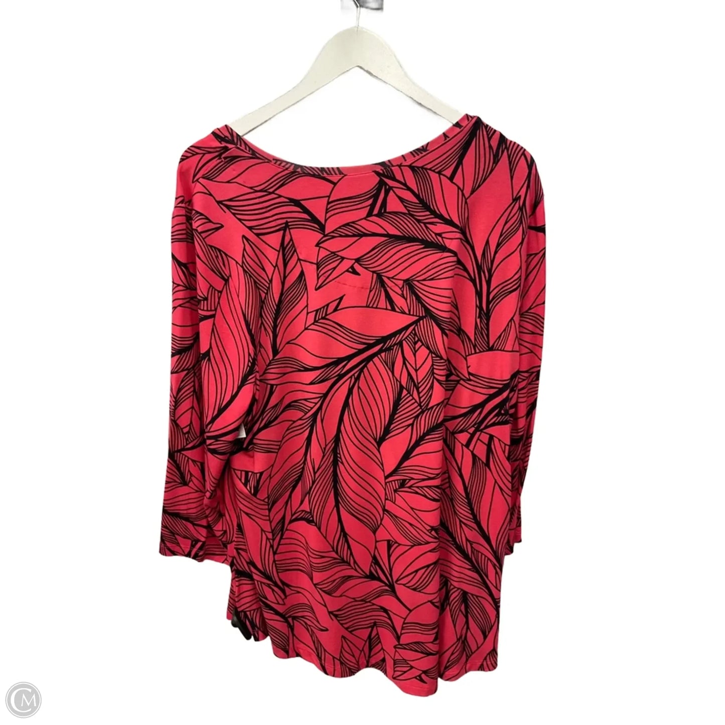 Top 3/4 Sleeve By Jm Collections In Black & Pink, Size: Xl