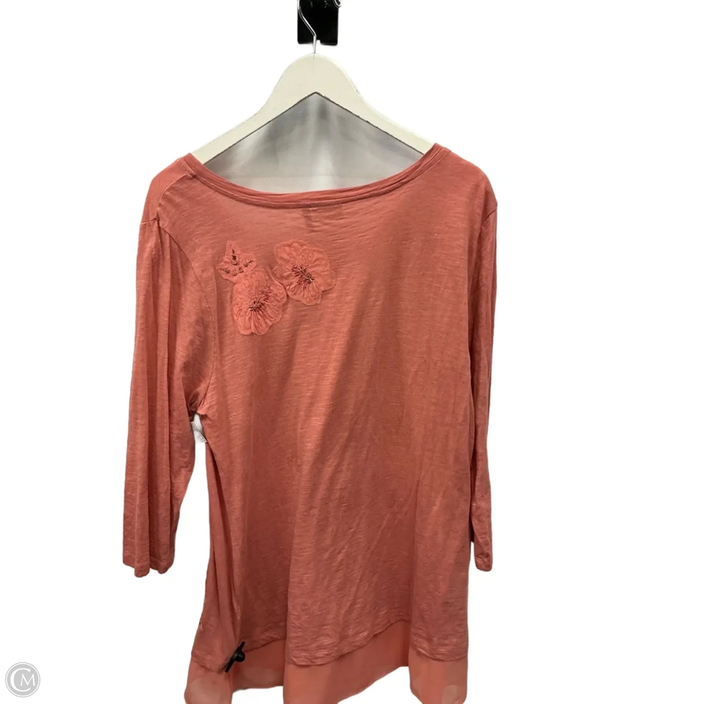 Top 3/4 Sleeve By Logo In Peach, Size: L